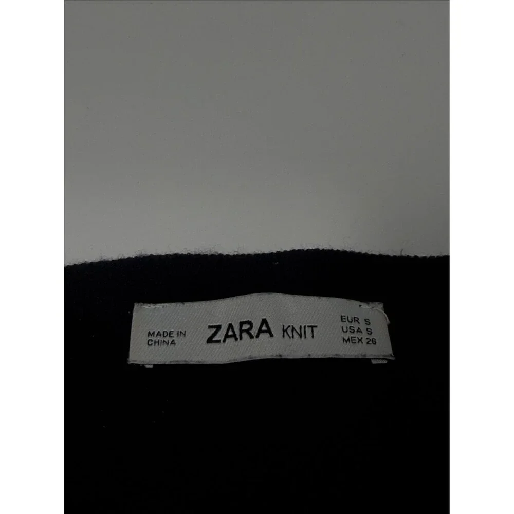 Zara Knit Black A-Line Mini Skirt Gold Chain Hem High Waist Skater Skirt Small